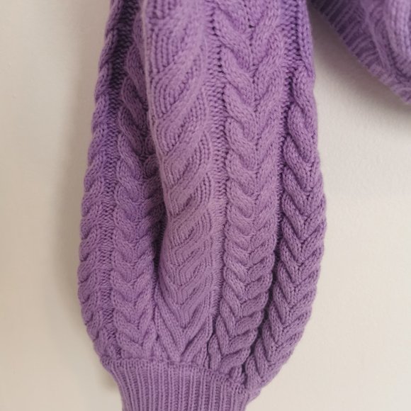 off the shoulder knit cropped top balloon sleeve sweater - Picture 2 of 2